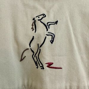 Christopher & Banks ladies M 43 bust khaki button top for horse lovers.